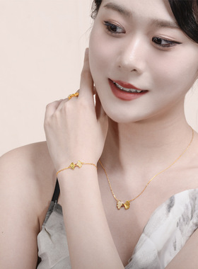 S925银手链女三生有杏手绳天然和田玉配饰热销复古新中式首饰品