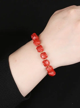 原矿帝王砂单圈醒狮手链男女同款