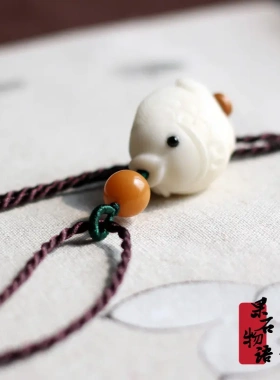 菩提子项链 天然白象牙果雕刻小鱼吊坠 简约文艺范女短款项坠