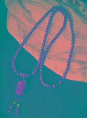 印度老山檀香手串108颗毛衣链6mm老料佛珠文玩绿度母吉祥原创意款