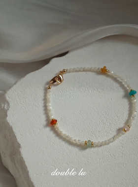 设计感天然白蝶贝手链串珠气质