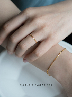 手工14k包金简约基础百搭叠戴纯