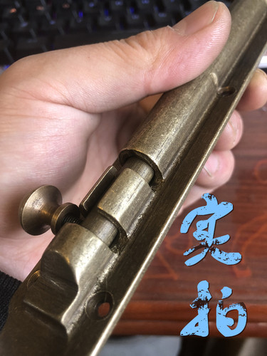 加厚明装中式插销仿古纯黄铜插销木门装配窗户插闩锁门拴纯铜门扣 - 图1