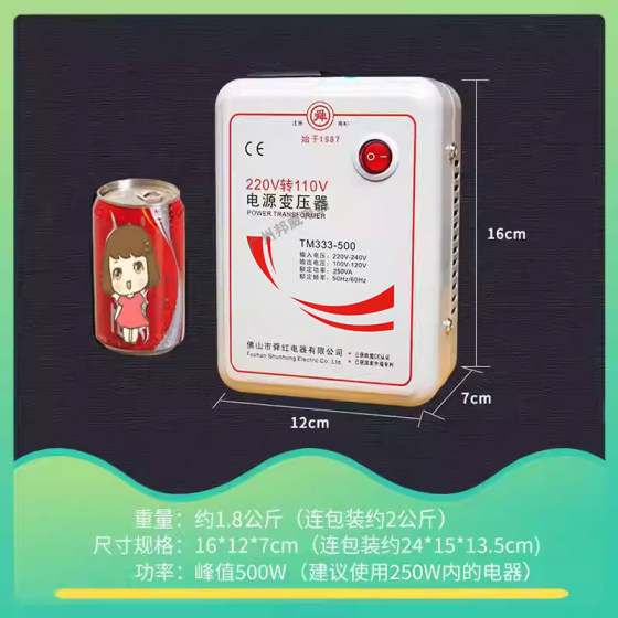 Transformer 220V to 110V Japan and Usa 110V to 220V 100V Power Voltage Converter Shunhong 500W