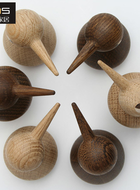 尖嘴木鸟初森橡木北欧儿童房摆件