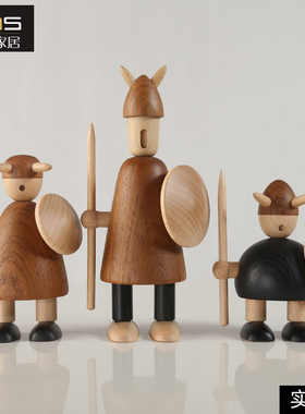 维京海盗初森实木北欧书房木偶