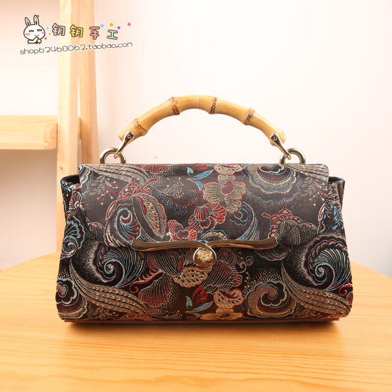 竹子拎波士顿枕头包DIY材料包自制钥钥手工宋锦包包解闷新中式,淘宝优惠券,粉丝福利购,淘宝优惠卷