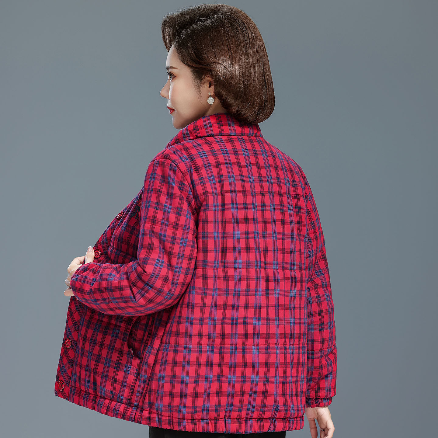 中老年女冬装纯棉格子奶奶棉衣保暖加厚棉服妈妈上衣棉袄立领外套,淘宝优惠券,粉丝福利购,淘宝优惠卷