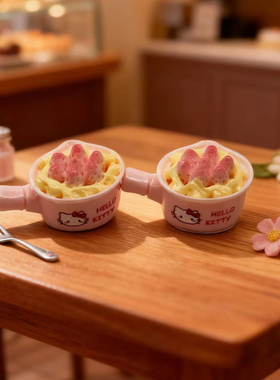 定制立体kitty草莓碗仿真食玩微缩树脂配件材料摆件手工捏捏