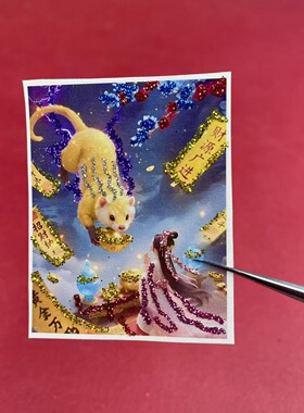 批发纯手工描金彩金唐卡画芯东北五大仙黄小跑黄大仙招财进宝吊坠
