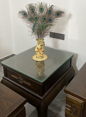 真孔雀羽毛陶瓷花瓶客厅供桌花瓶