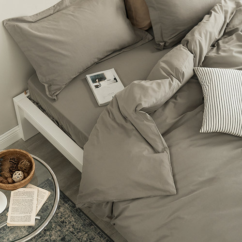 秋冬纯灰色长绒棉男生2米被套四件套 100支全棉磨毛1.8m床笠床单 - 图2