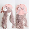 Lolita girl heart woolen handmade pom-pom beret