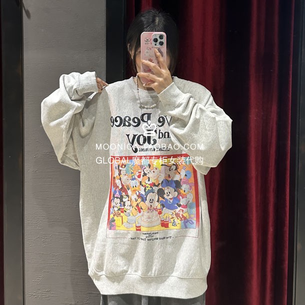 特价 MOUSSY国内代购 24冬 米奇限定合作款卫衣上衣010HAY90-0581