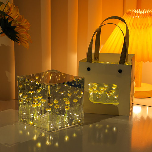 魔方向日葵diy手工材料包发光小夜灯卧室氛围灯节日伴手礼物 - 图0