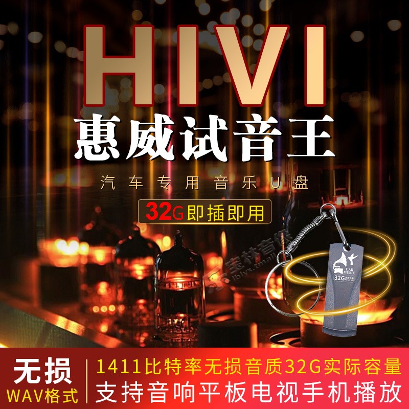 汽车载u盘惠威试音煲机音响试机歌曲HiFi发烧人声 wav无损优盘32G - 图0