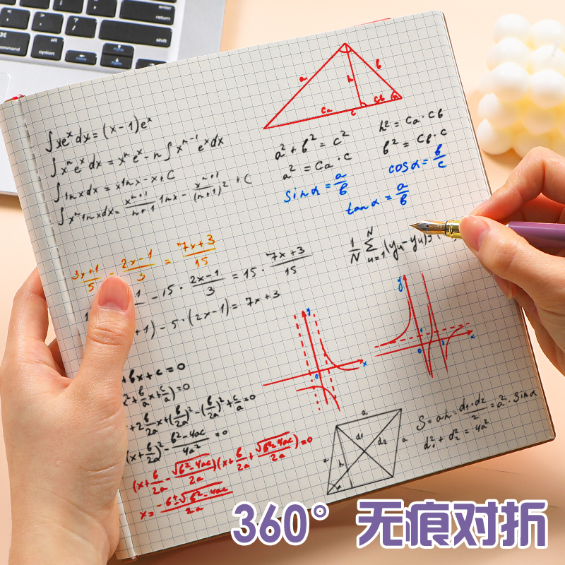 笔记本本子高颜值手账本方形网格本简约ins风大学生考研摘抄学习日记本加厚记事本软皮皮面本手绘画画方格本 - 图2