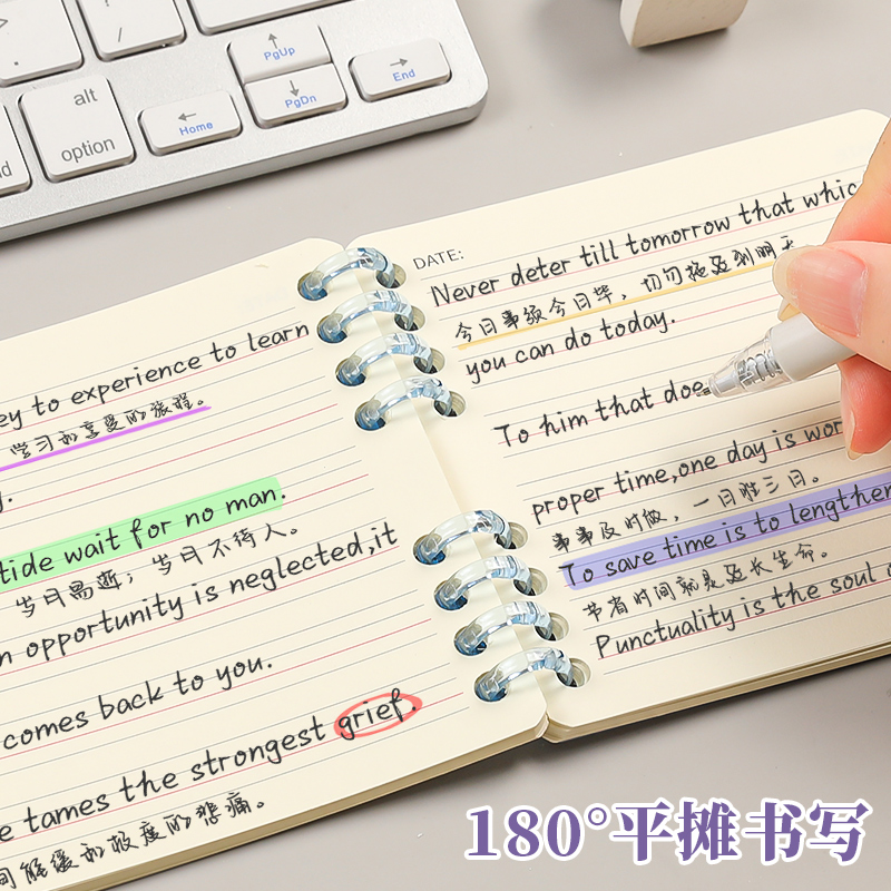 迷你a7英语本标准四线三格笔记本加厚活页可拆卸不硌手随身便携口袋英文本小号小本子高颜值学生记背单词神器 - 图2