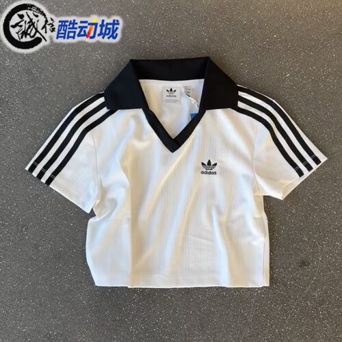 阿迪达斯三叶草女子经典短款运动短袖POLO衫JD5864 JD2608 JD2606 - 图2