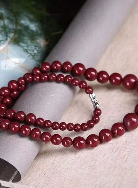 国潮朱砂圆珠塔链古朴厚重华贵典雅沉稳庄重百搭复古女士项链传统