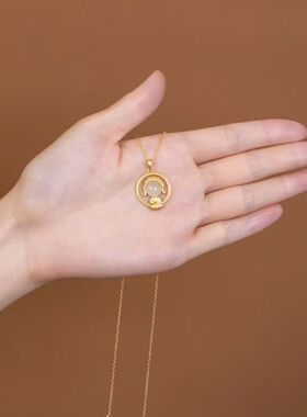 精致民族风无相佛祖镶嵌白玉髓圆珠圆形光环设计时尚国风项链