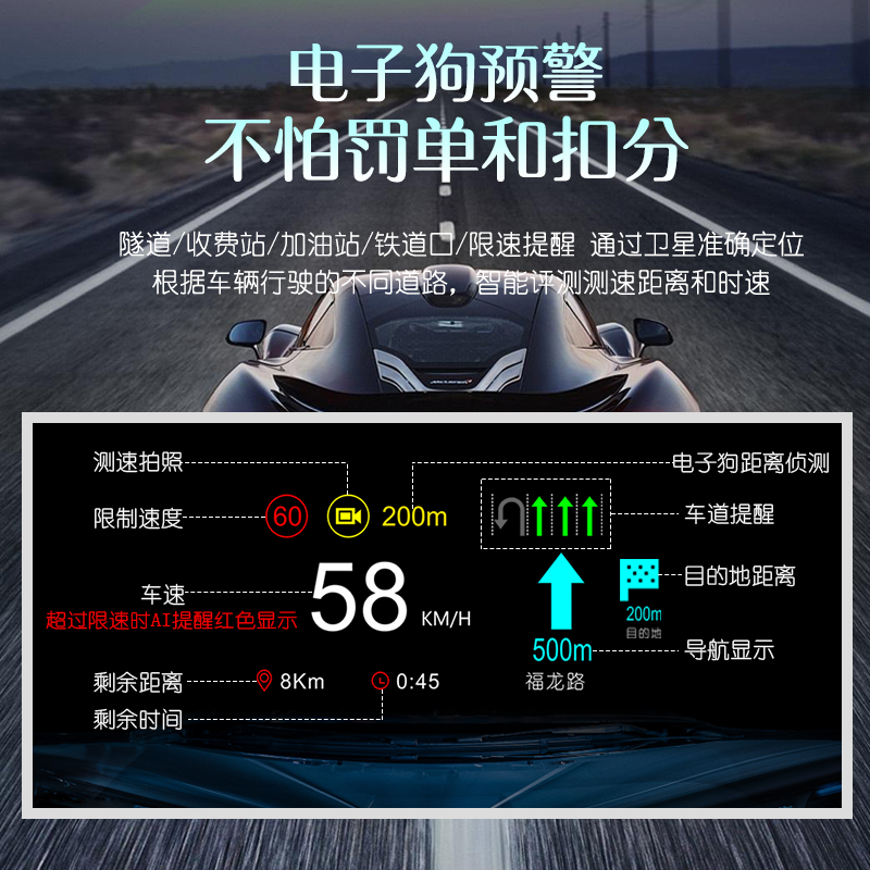 车载导航抬头显示器HUD车载HUD GPS卫星测速显示器速度油耗水温 - 图3