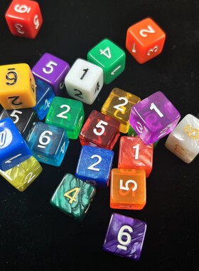 透明六面数字色子早教教具筛子桌面游戏6面彩色骰子数字方块玩具