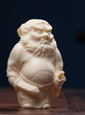 厂家直供象牙果麒麟钟馗龙鱼手把DIY随身盘玩手把件文玩摆件