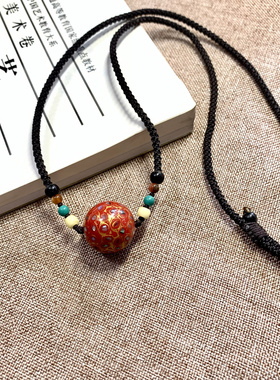 九紫离火 大漆珠项链 传统非遗大漆技艺 纯天然生漆制作 红金配色