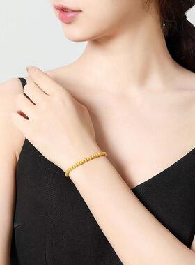 古法18k黄金色手串转运珠手链