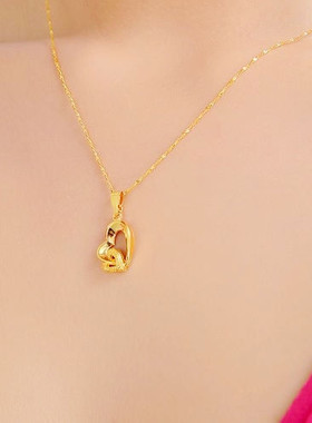 心相印秀气满天星黄金项链送戒指