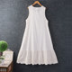 Solid color cotton and linen tank top loose dress