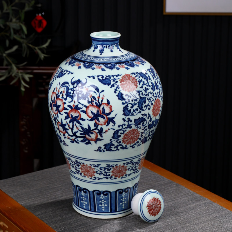 景德镇仿古陶瓷酒瓶20斤装 手绘青花瓷密封空酒坛子家用摆设酒具
