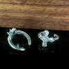925 silver synthetic zircon ring E389 retro aged silver full diamond iris cross ear cuff