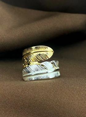 925银戒指 NO079双银羽毛戒指尾戒素款个性指环日韩百搭