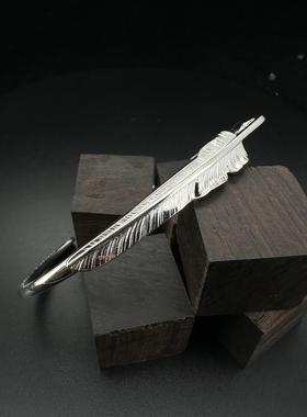 925银手镯 NO188小众创意风切羽毛手镯个性简约气质轻奢风