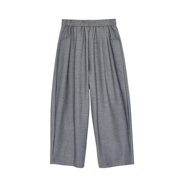 Aqiu minimalist waist elastic suit pants ເກົ້າຈຸດ