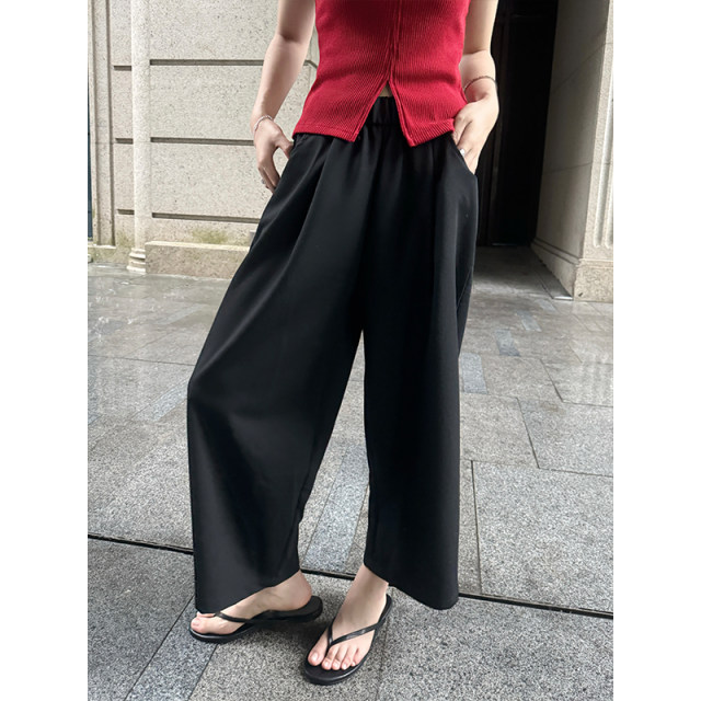 Aqiu minimalist waist elastic suit pants ເກົ້າຈຸດ