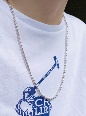 纯银圆珠项链挂链百搭S925男女士