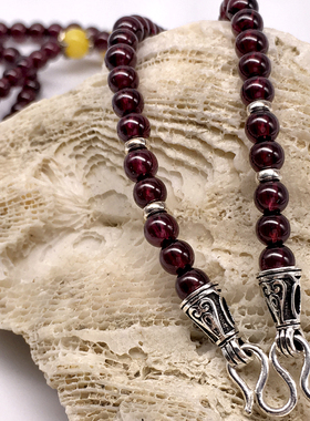 巴西石榴石天然水晶百搭纯银佛牌