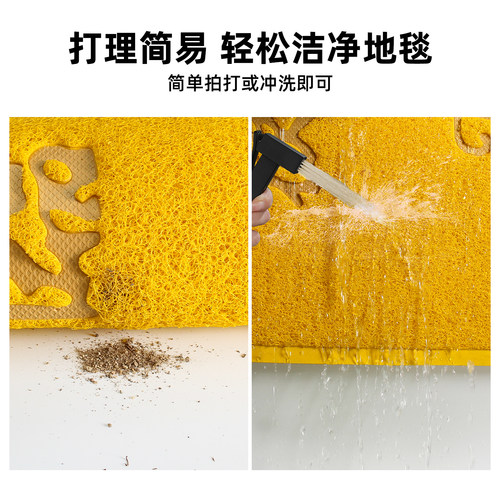 金黄色地垫丝圈入户门垫店铺门口进门防滑脚垫子踏者生财地毯定制 - 图2