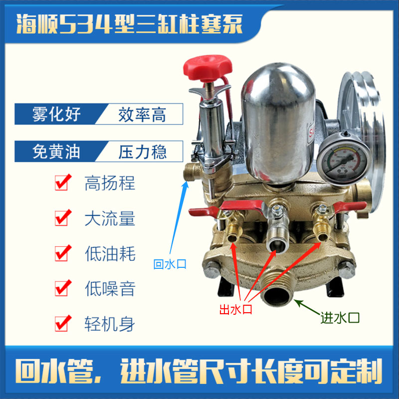 HS海顺534型三缸柱塞泵524陶瓷免黄油动力喷雾机30高压打药喷雾器 - 图1