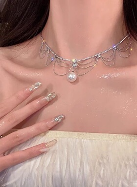 choker夸张闪钻项圈女项链设计感小众锁骨链颈链晚宴 聚会配