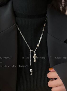 毛衣链欧美轻奢小众冷淡风ins百搭长款女钛钢不掉色简约韩版项链