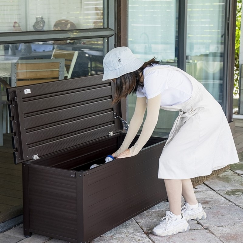 户外花园收纳箱储物柜杂物柜工具防晒防雨室外阳台日式简约长条柜