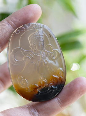 天然红玛瑙精雕妈祖项链