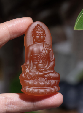 天然玛瑙药师佛吊坠平安延寿