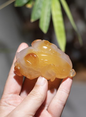 天然俏色玛瑙白菜百财聚手把件