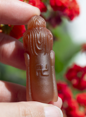 天然红玛瑙吊坠如来佛头