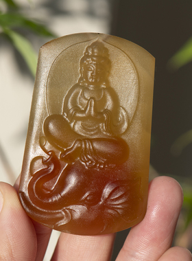 天然玛瑙普贤菩萨吊坠玉髓本命佛